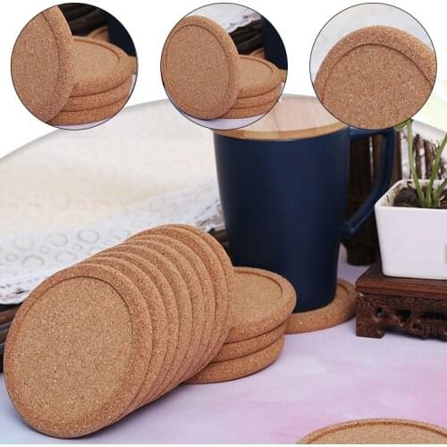 2Pcs Natural Round Cork Coasters Set Coffee Cup Mat Drink Tea Pad Placemats Heat Insulation Pot Holder Mats For Table Mats Decor