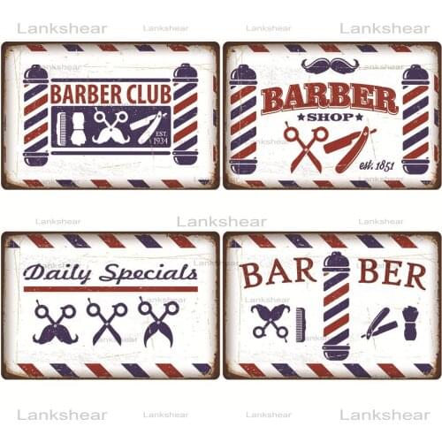 New Retro Barber Shop Tin Decorative Painting Metal Sign Wall Arts Personalized Hair Style Metal Sign Barber Shop Wall Decora