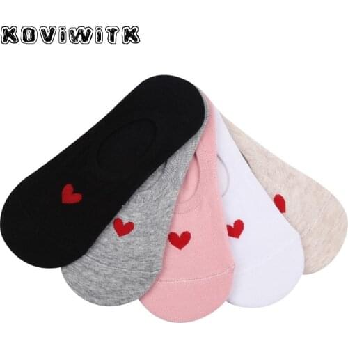 Red Heart Stripe Solid Cotton Sock Black Ankle women Love Casual fashion College Girl Socks Harajuku White happy female lady Sox