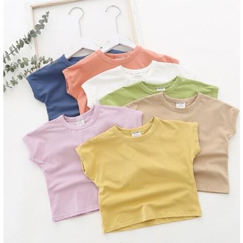 1 2 3 4 5 6 Years Toddler Girls T-shirts Casual Short Sleeve Solid Color Tops for Girl Kids Clothing 2020 Summer Baby Child Tees