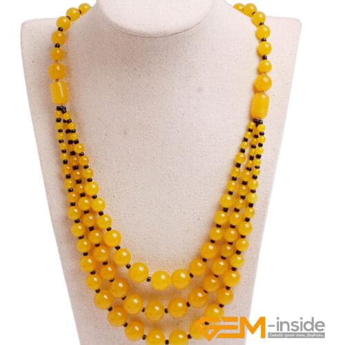 Handmade 8-12mm Beaded Stone Necklace Fashion Jewelry 19 inch DIY Fashion Long Necklace Jewelry For Women Free Shipping