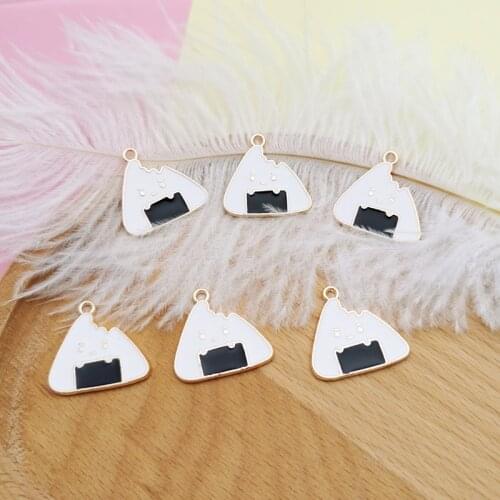 10pcs Cartoon Sushi Rice Ball Enamel Charms Pendants Cute Japanese Foods Charms Fit Earring Bracelet DIY Jewelry Accessory FX475
