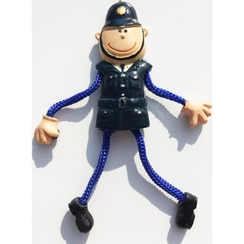 QIQIPP Cartoon policeman hanging foot tourist souvenir magnet fridge magnet in Scotland Yard, London, UK