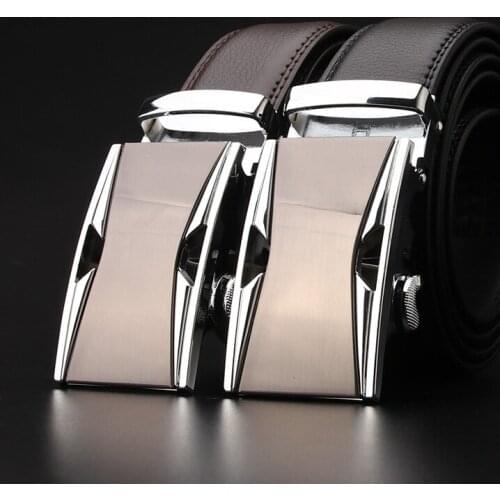 Mens Real leather belt two layers Cowhide youth casual automatic buckle belt mens business jeans Belt PY27