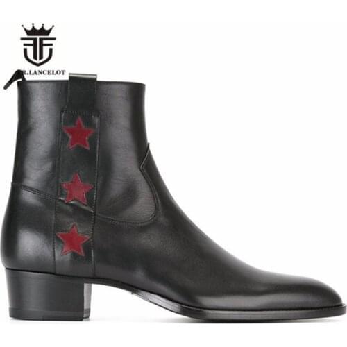 Luxury Exclusive High End Handmade New Star Wedge Slim Chelsea Men Zip Boots Real leather Wyatte Harness botas hombre