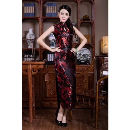 Shanghai Story Traditional Chinese Cheongsam Long Womens Evening Dress Cheongsam Oriental dress Keyhole Qipao Dress for woman