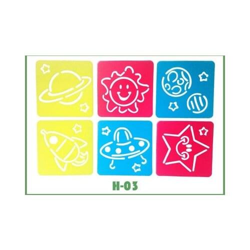 6pcs/set Spacecraft Stencil Plastic Stencils Journal/Notebook/Diary/Scrapbook Hollow DIY School Stationery Office Supplies