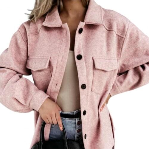 Gorgeous Lady Coat Solid Color Cardigan Turn-down Collar Single-breasted Winter Jacket Turn-down Collar Warm Winter Coat