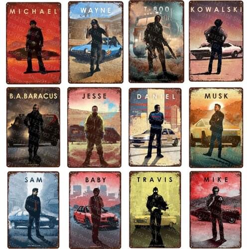 Vintage Film Metal Sign Car Legends Tin Signs Decoration Wall Art Shabby Chic Home Decor Plaque Wall Poster Vintage Art Decor