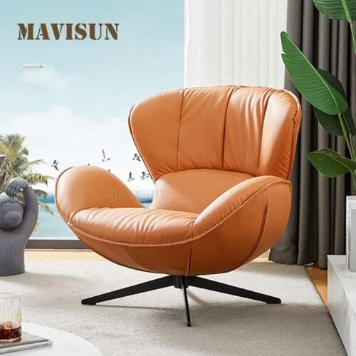 Rotating Single Sofa Chair Light Luxury American High-Back Upholstered Home Lounge Lazy Sofa Small Apartment Balcony Furniture