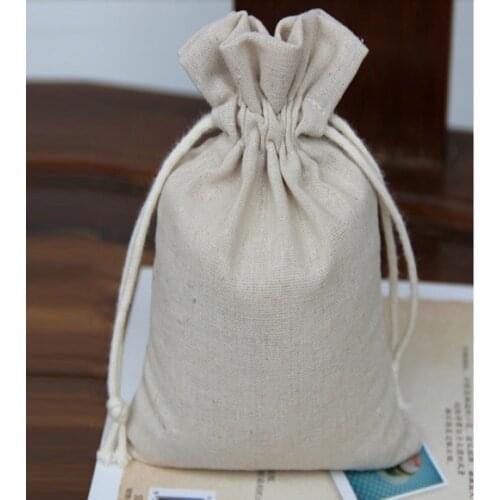 High quality overlocked linen jewelry bag small drawstring bags 10x13cm gift pouches for jewelry gift storage and Packaging bags