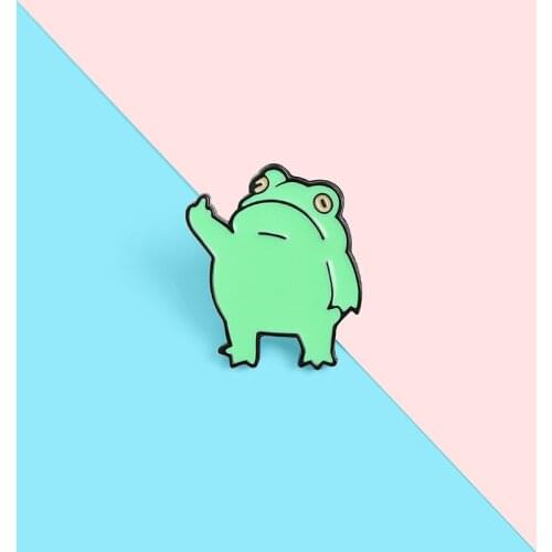 Funny Frog Enamel Pin Custom Cool Animal Brooches Bag Lapel Pin Cartoon Froggy Badge Jewelry Gift for Friends