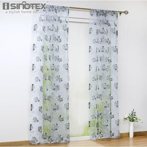 Floral Printed Semi-Sheer White Curtain Tulle Voile Window Panel Curtain Drapes Living Room Bedroom Cortinas Screening Decor