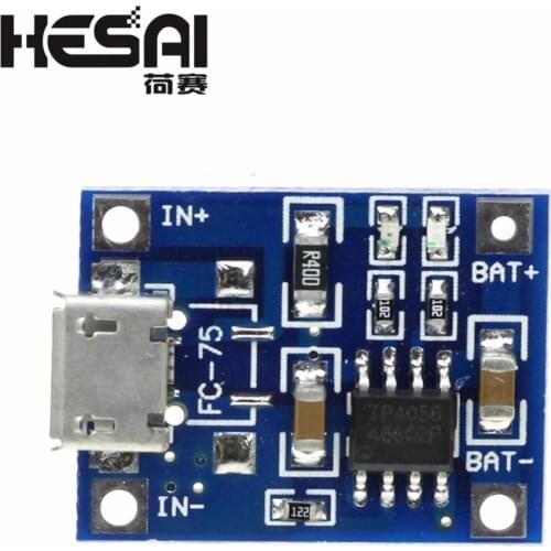 TP4056 5V TENSTAR ROBOT 1A Micro USB 18650 Lithium Battery Charging Board Charger Module+Protection Dual Functions