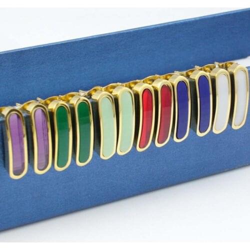 Women Lovely Colour Stone Rose Gold Color Stainless Steel Stud Earrings