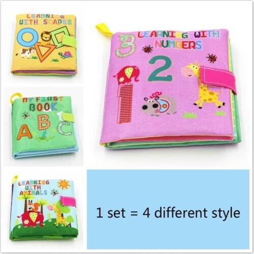 1 Set = 4different Style 0-36 Months Baby Toys Soft Cloth Books Infant Educational Stroller Rattle Toy Newborn Crib Bed Baby To