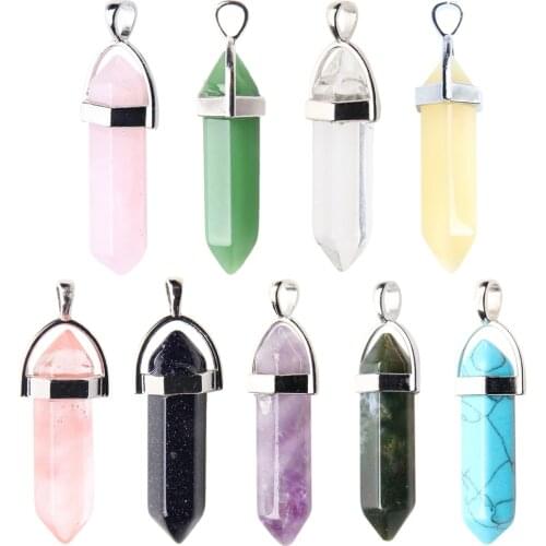 1PC Natural Crystal Amethyst Rose Quartz Crystal Pendant Healing Crystal Jewelry Couple Decorating DIY Christmas Holiday Gifts