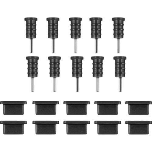 UKCOCO 10 Pairs USB Type Anti Dust Protective Cover Silicone Port Plug Cover(Black)