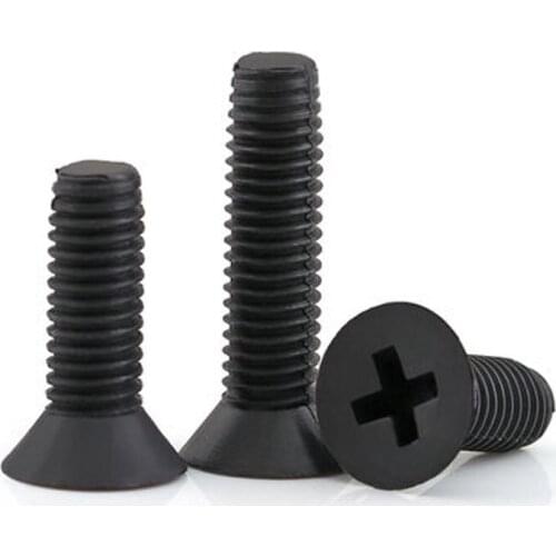 10pcs M6 Black flat head Phillips Nylon screw Countersunk heads Insulated plastic screws 8mm-40mm Length