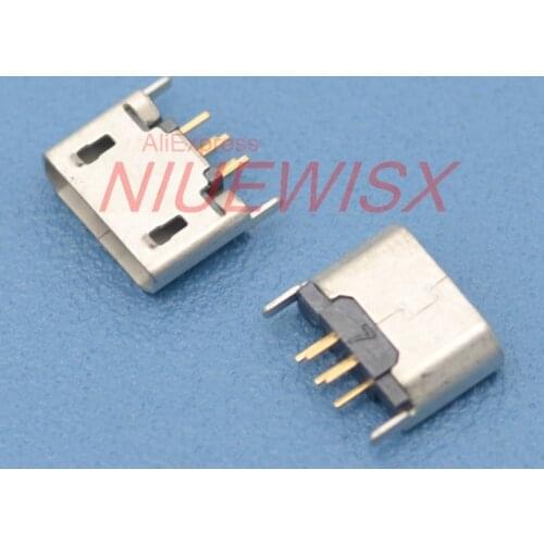 10pcs Vertical MICRO mini USB 5pin female seat 180 degrees no side Flat mouth without curling side Direct plug-in USB 5 pin