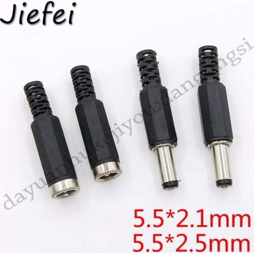 100pcs 5.5mm x 2.1mm / 5.5mm x 2.1mm Male / Femlae DC Power Plug Jack Adapter Connector New