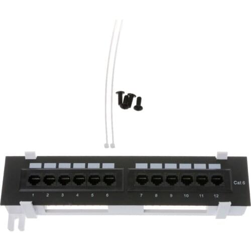 12 Port CAT6 Patch Panel RJ45 Networking Wall Mount Rack Mount Bracket