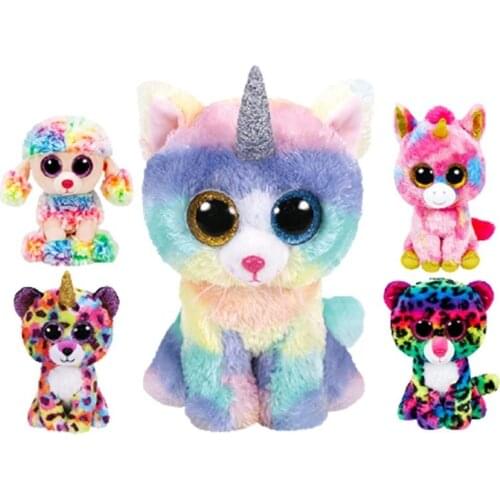 15cm Ty Beanie Stuffed Plush Animals Doll Unicorn Fox Bat Penguin Big Eye Soft Toys Girl Birthday Gift For Children