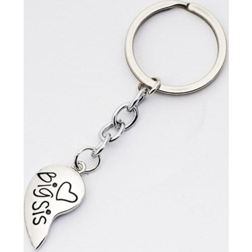 40GB 2 PCS Heart Broken Keyring Keychain Big Sis Little Sis for Sister Best Friends Birthday Christmas Gifts