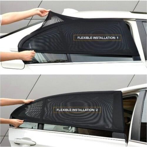 2PCS Car Window Cover Sunshade Sun Shade Curtain UV Protection Shield Pair Visor Mesh Solar Mosquito Dust Protection Car-covers