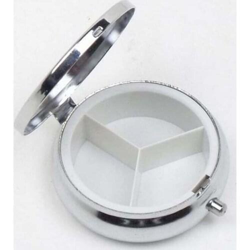 50pcs Metal 3 Grid Pill Box boxes Organizer Medicine Organizer Container Case Round Jewellery Storage Pocket Portable