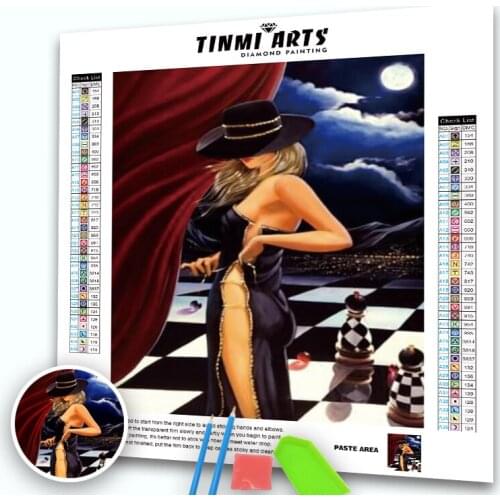 5D Handmade Full Drill Round Diamond Painting Kit Moon Night Hot Girl Arts Crafts Gift Cross Stitch Kits Wall Decor