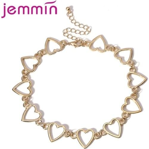 Authentic 100% 925 Sterling Silver Love Chain Link Charm Chockers Necklace For Women Anniversary Romantic Jewelry Gift