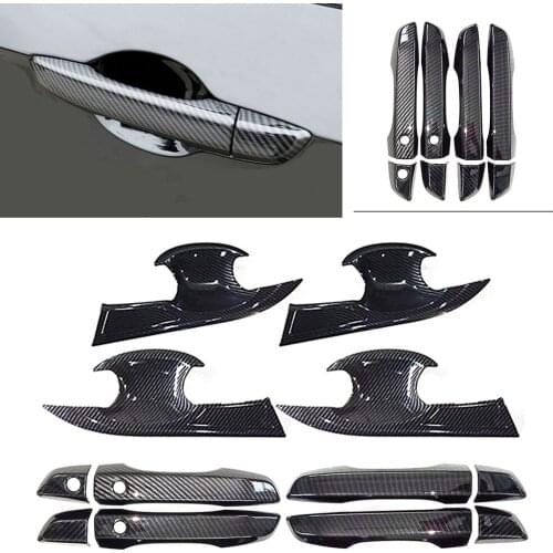 Car Door Handle Bowl Cover Kit Car Sticker For Honda Civic 2016 2017 2018 2019 Carbon Fiber Style ABS Keyless