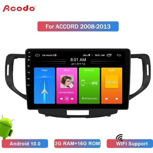 ACODO 2+16G Android 10.0 Car Radio Multimedia Player For Honda Accord 2008-2013 Navigation GPS 2 din