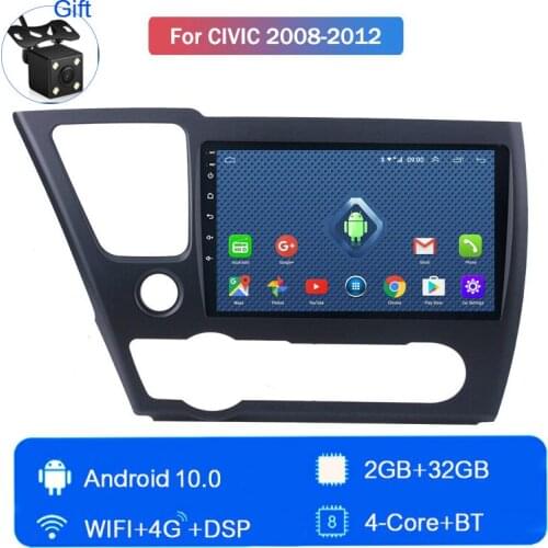 Android 10 Car Stereo Multimedia Player 4G LTE ROM 32GB For Honda Civic 2008 2009 2010 2011 2012 Central Control GPS Navigation