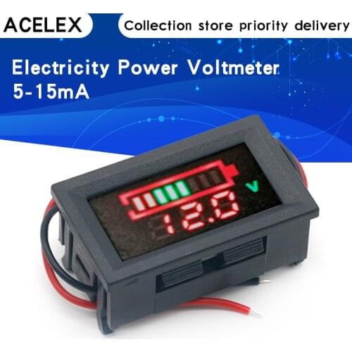 Car Lead Acid Battery Capacity Indicator Voltmeter Power Tester with Switch
