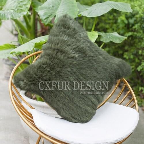 Free Shipping CX-D-79P Home Decor Knitted Rabbit Fur Pillow Fur Sofa Cushion Cover