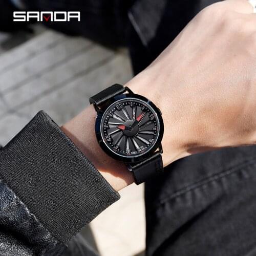 BASID Top Brand Luxury Men Watch Creative Wristwatch Leather Band Watches Male For Birthday Christmas Gifts To Boy Friend Modern