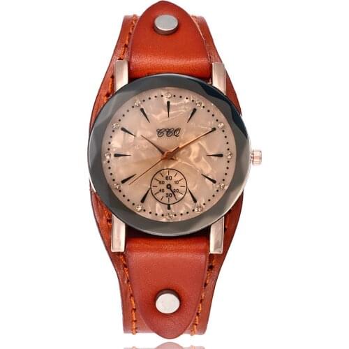 Unisex Women Men Genuine Leather Bracelet Watch Casual CCQ Quartz Simple Style Wristwatches Clock Gift Montre Femme