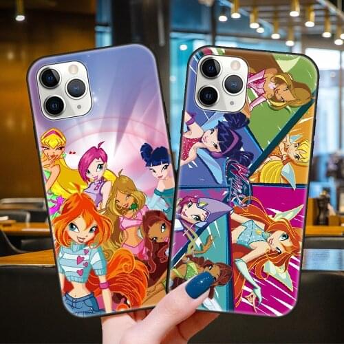 Phone Case For Apple IPhone 12 Mini 11 Pro XS MAX XR X 8 7 6 Plus 2020 Black Cover Waterproof Luxury Coque Fashion Girl Winx