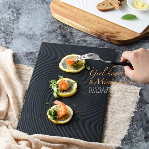 Pure white ceramic Nordic breakfast flat plate tray cold dishes set plate retro American cake dessert plate matte water pattern