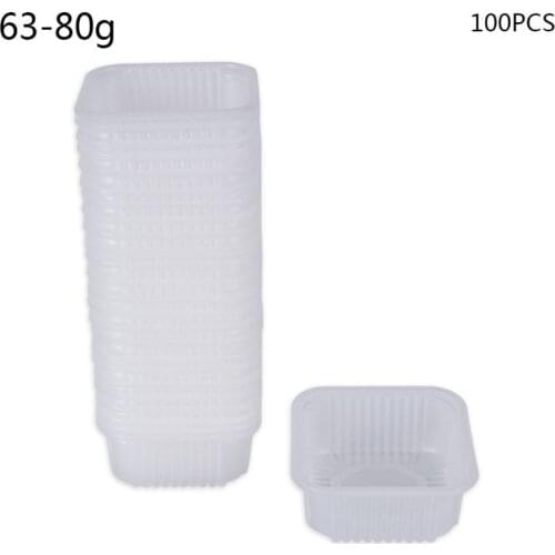 D0AC 100pcs 50/63-80/100g Square Moon Cake Trays Mooncake Package Box Container Holder Mid-autumn Festival Gift
