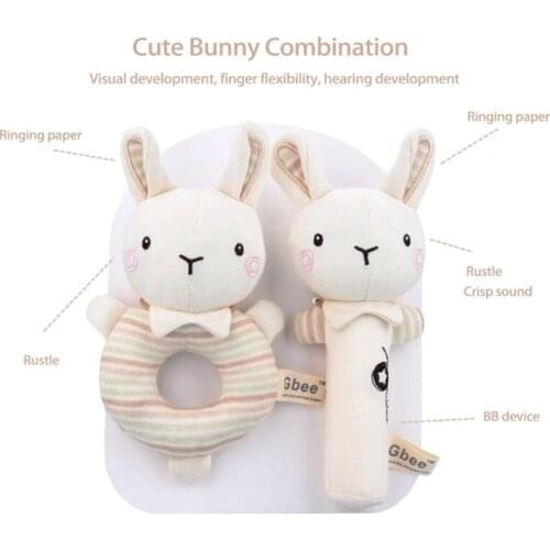 Q9QB Baby Bed Sleeping Toy Accompany Accessories Baby Room Decoration 2 Pieces Eco-friendly Cotton Rattle Doll Pleasant Toys