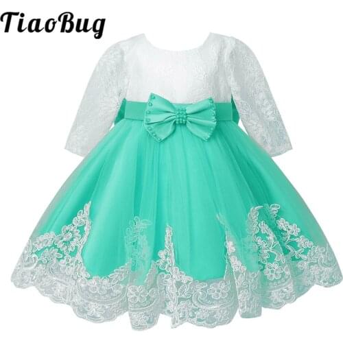 Kids Dresses for Girls Hollow Out Long Sleeve Mesh Lace Embroidered Flower Girls Dress Princess Birthday Wedding Party Clothes