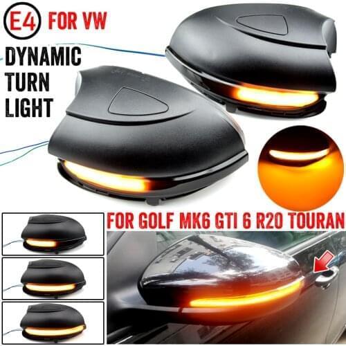 Dynamic Blinker For Volkswagen Golf MK6 for GTI 6 R line VI R20 LED Turn Signal Light Touran GTD Side Mirror indicator for VW