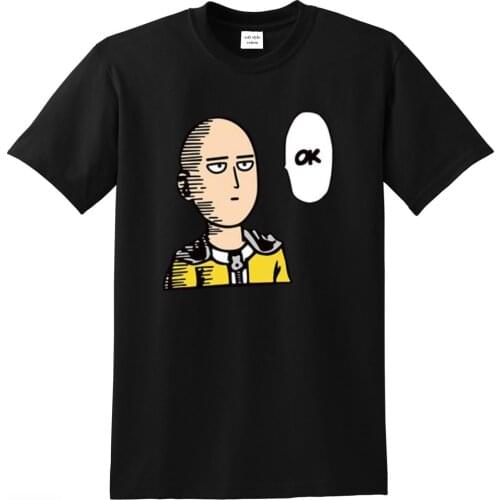 One punch man t shirts OK 100% cotton anime shirt Printed men T shirt mens Tshirt hip hop t-shirt for men funny
