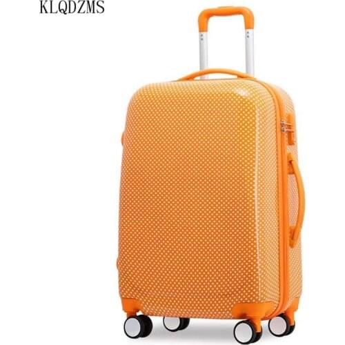 KLQDZMS 20"22"24inch high quality suitcase girls rolling luggage spinner women travel bags cabin fashion trolley case