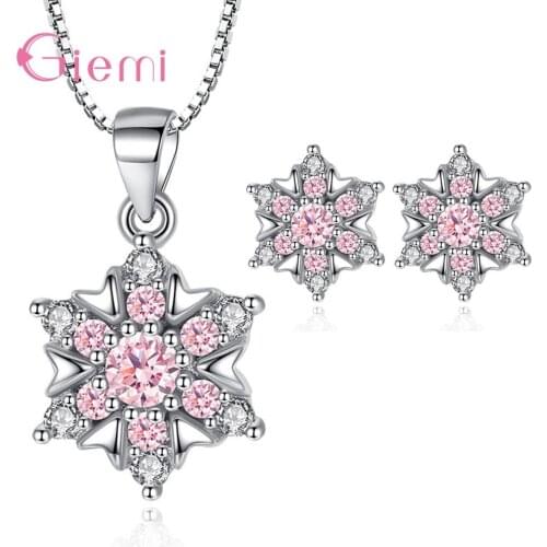 925 Sterling Silver Necklace Earrings Set Fashion Jewelry For Women Engagement Romantic Style Star Design CZ Cubic Zirconia