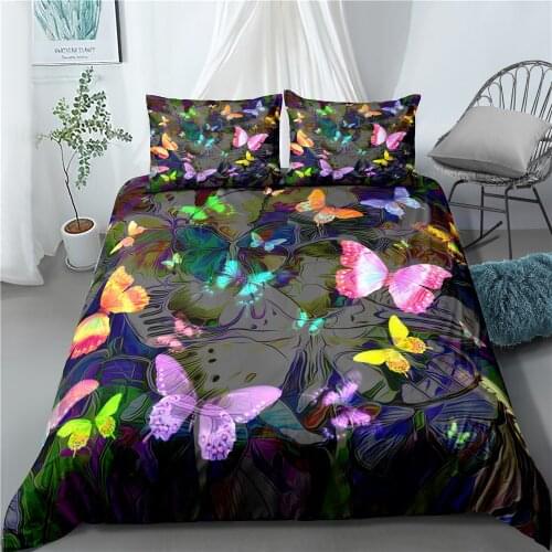 Fanaijia Luxury 3D Bedding Sets single size kids Fantasy Butterfly Duvet Cover and Pillowcase Cartoon Comforter Set