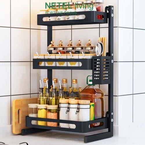 Kitchen Spice Rack Organizer Seasoning Rack Kitchen Countertop Storage Shelf Holder Stainless Steel Standing 3 tiers,2 tiers
